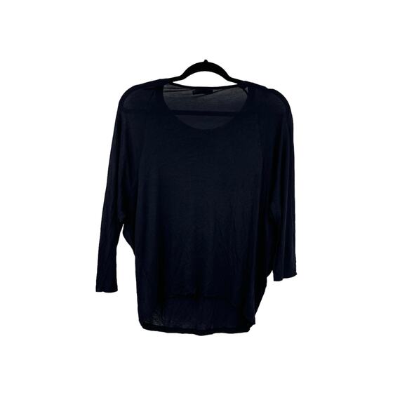 Vince Top Womens Small 3/4 Dolman Sleeve Tee Navy Blue High Low Casual - Picture 2 of 3